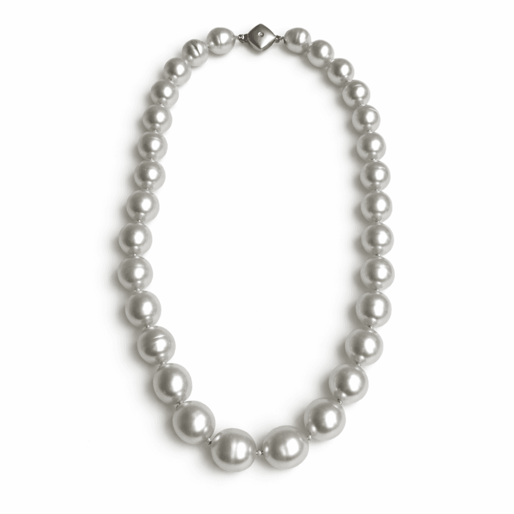 South Seas Pearls on Diamond and 14K White Gold Clasp — White Gold Necklace by Katura