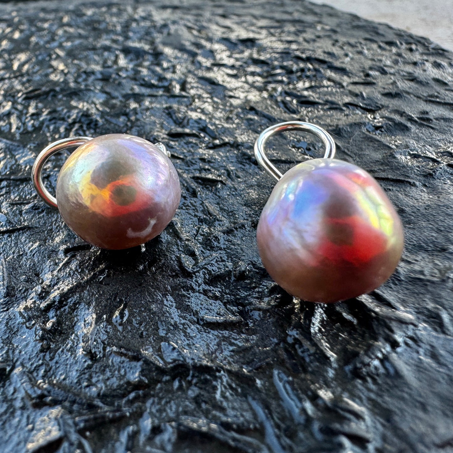 "Satin Pink Pillows" Freshwater Pearl Clip-on Earrings
