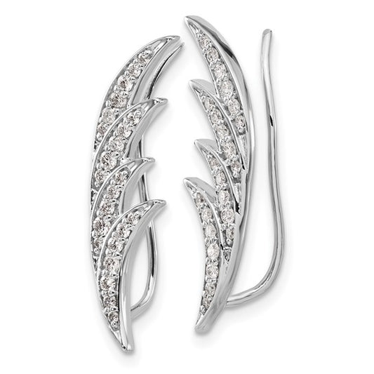 Diamond Feather Ear Climber