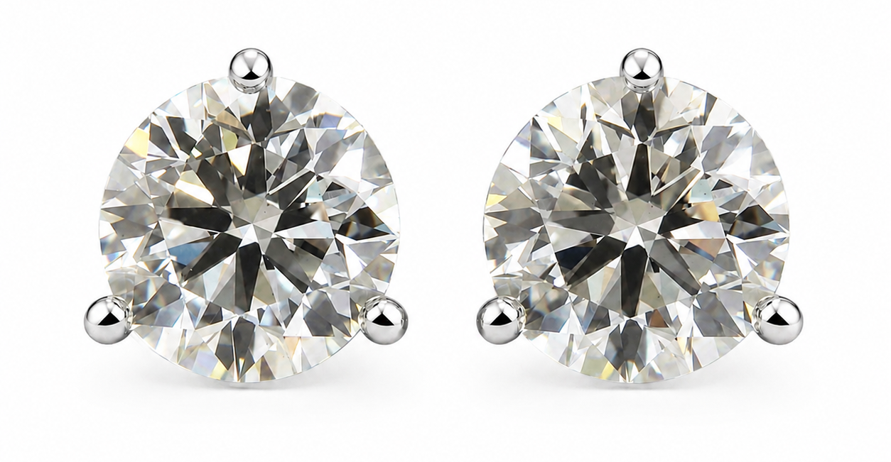 1.00 carat total weight diamond stud earrings